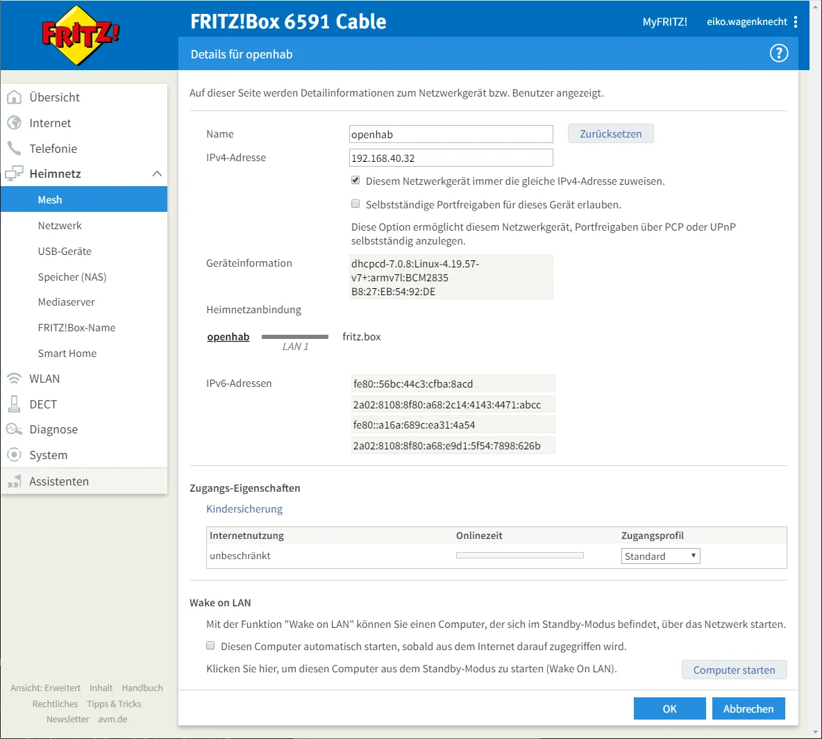 Statische IP-Konfiguration in der FritzBox