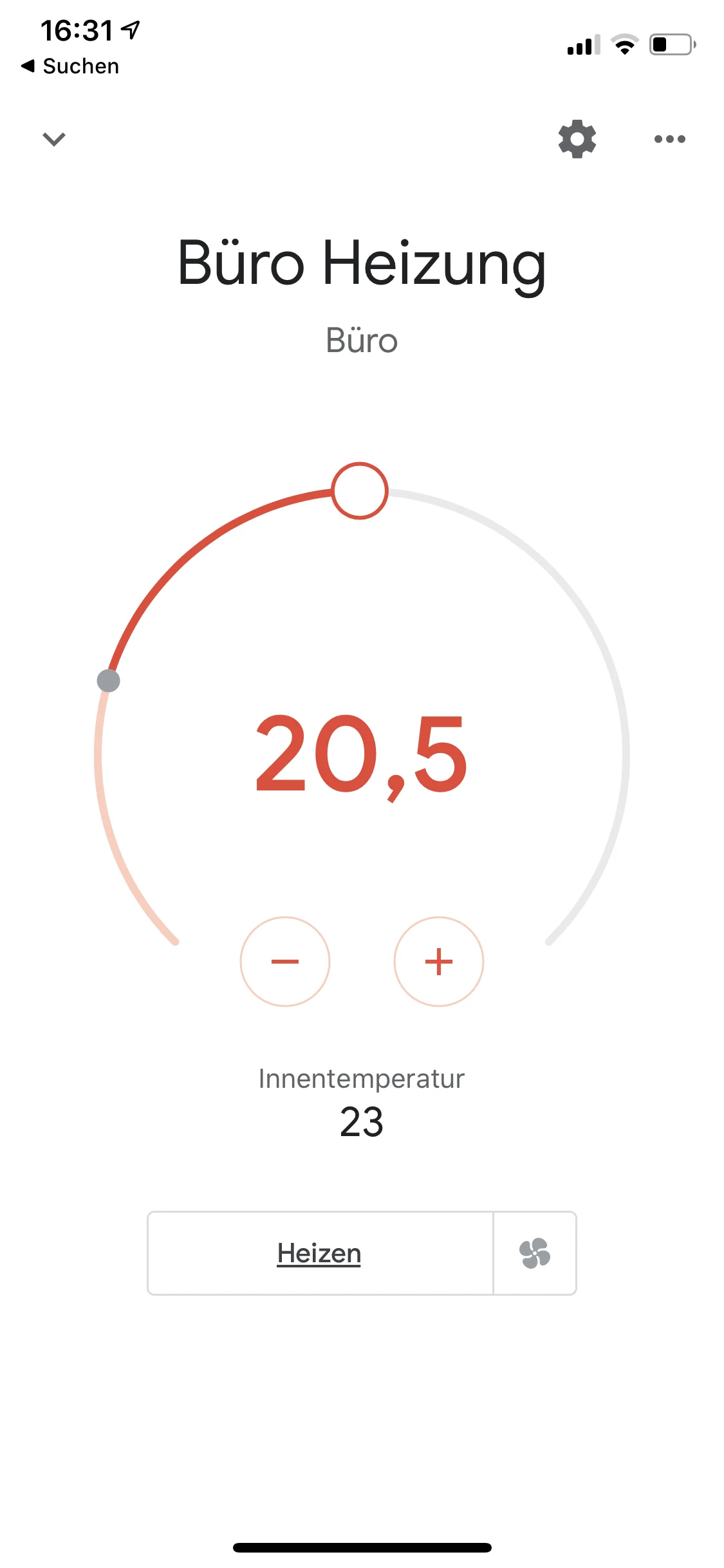 Homematic thermostat in the Google Home app