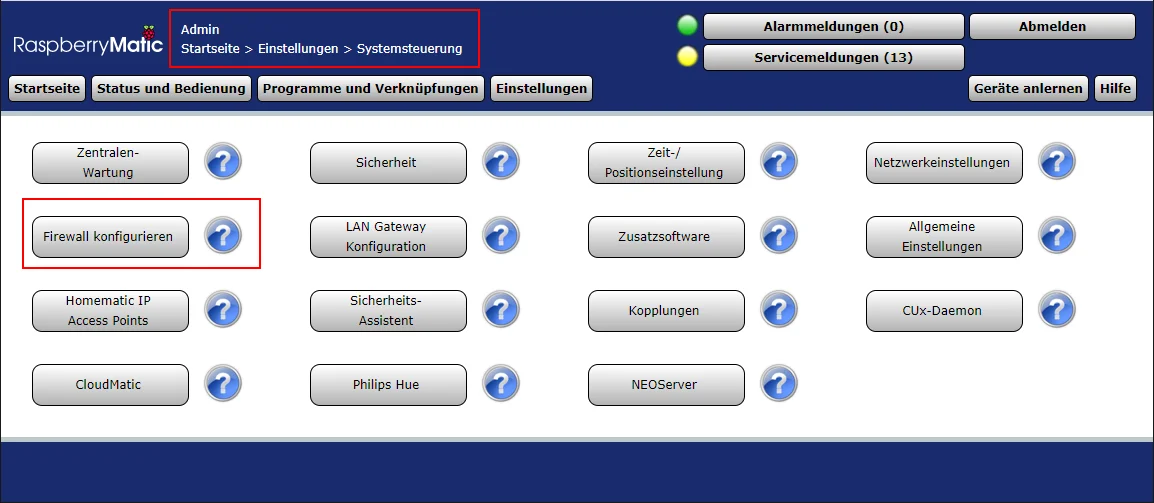 CCU3 firewall configuration