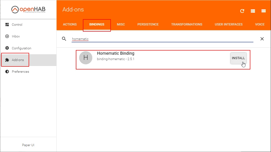 Installing the Homematic binding in openHAB