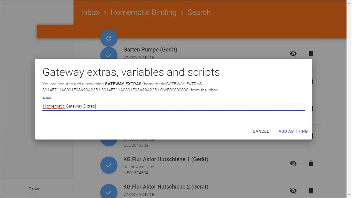 Gateway-Extras in the openHAB Inbox