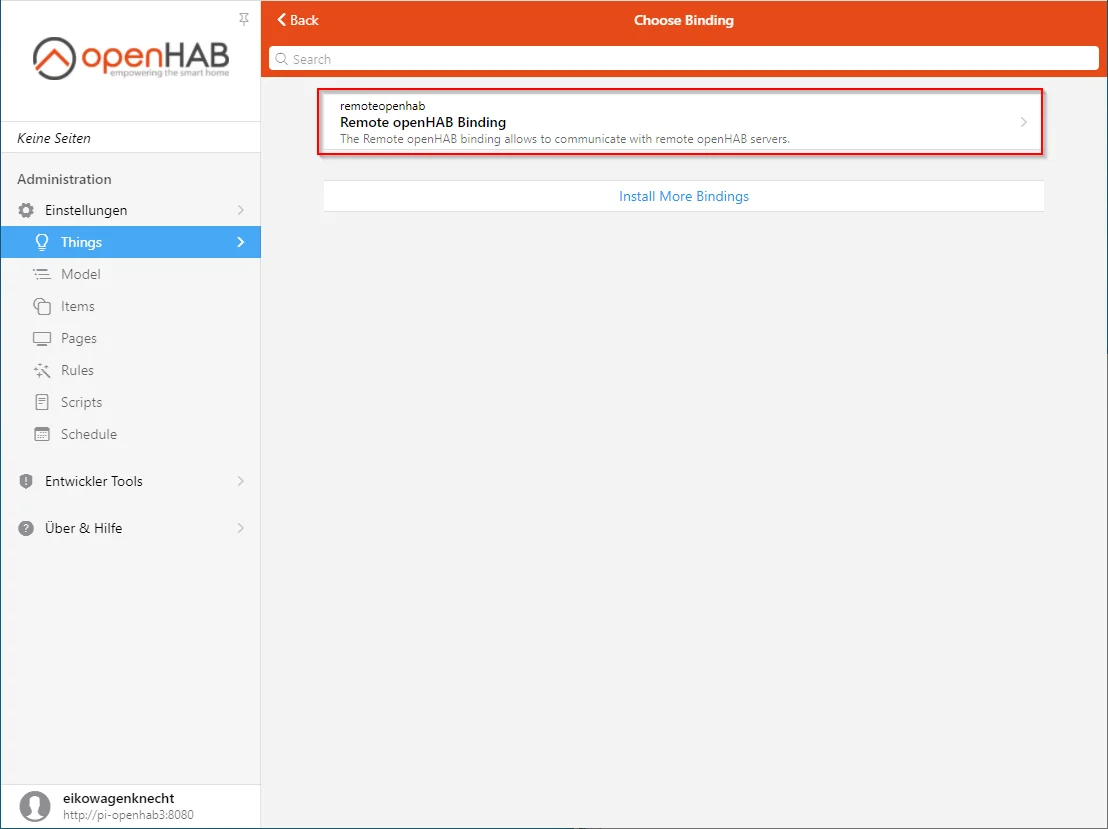 Scanning for Things from the openHAB 2 server, Step 2