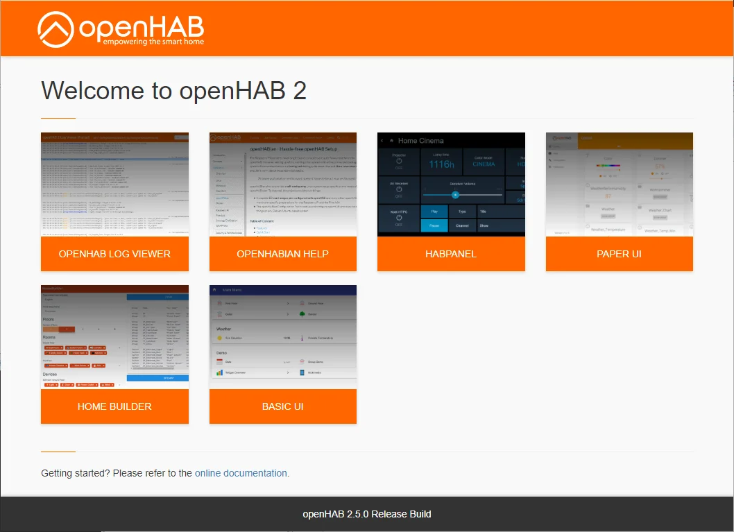 openHAB Dashboard mit Kacheln