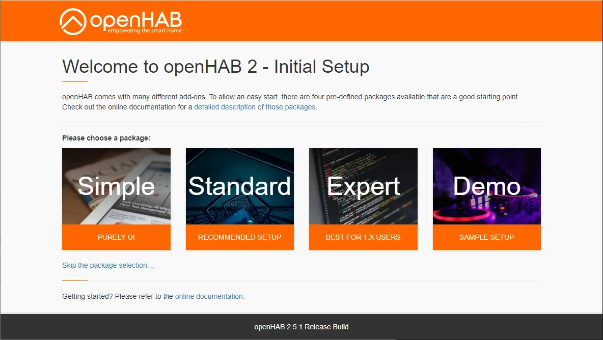 openHAB Willkommensbildschirm