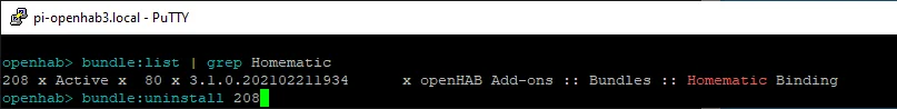 Uninstalling the bundle via the console
