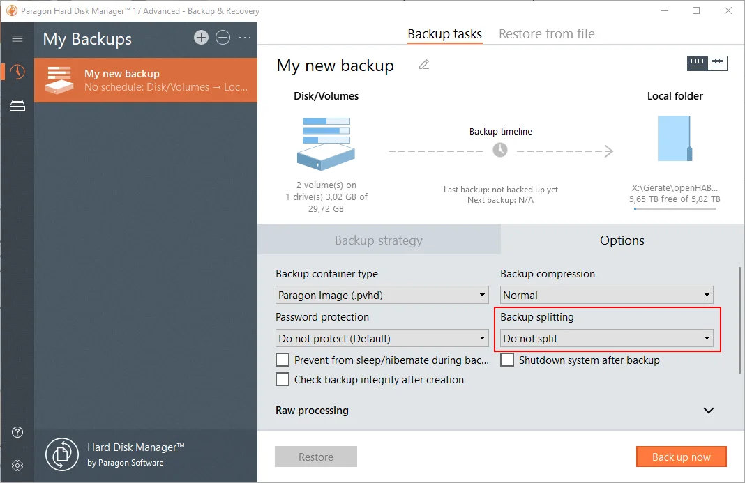 Paragon Hard Disk Manager backup step 5