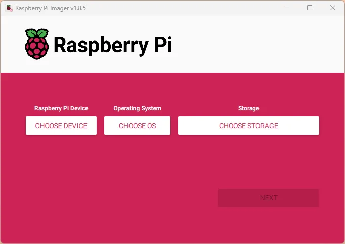 Screenshot of Raspberry Pi Imager