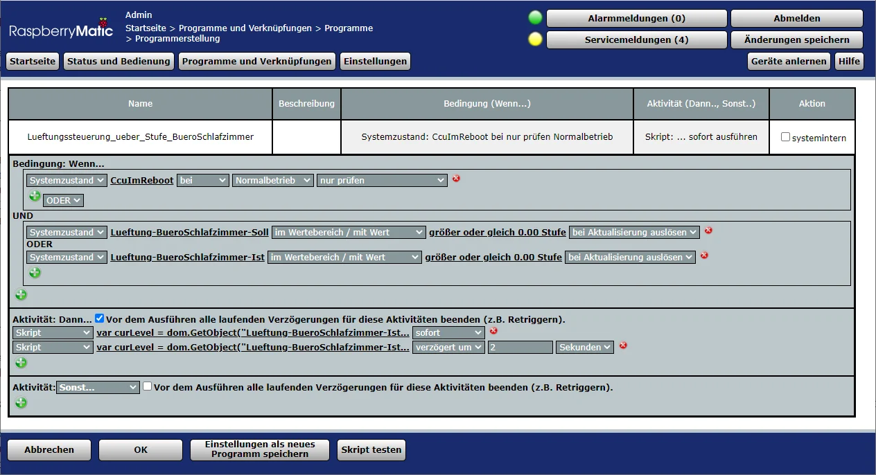 Lüftungssteuerungsprogramm
